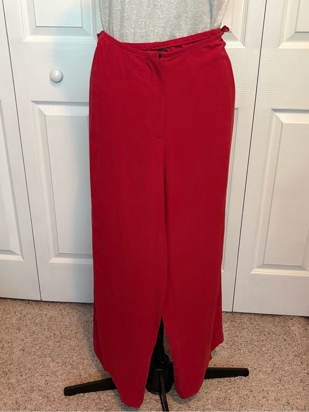 Eileen Fisher Red Crimson Berry Silk Pants XL